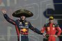 Red Bull Racing's Dutch driver Max Verstappen celebrates on the podium after winning the Formula One Mexico Grand Prix at the Hermanos Rodriguez racetrack in Mexico City on October 29, 2023. (Photo by CLAUDIO CRUZ / AFP)Editoria: SPOLocal: Mexico CityIndexador: CLAUDIO CRUZSecao: motor racingFonte: AFPFotógrafo: STF<!-- NICAID(15582886) -->
