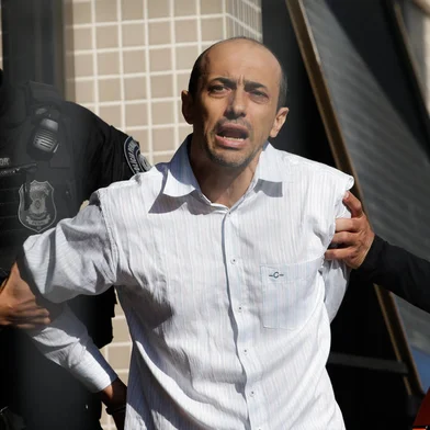 Três Passos, RS, Brasil - Quarto dia do novo júri de Leandro Boldrini pelo caso Bernardo. Chegada do réu. Fotos: Jonathan Heckler<!-- NICAID(15383143) -->