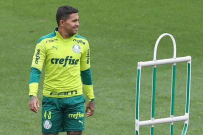 O jogador Dudu, da SE Palmeiras, durante treinamento, na Academia de Futebol. (Foto: Cesar Greco / Palmeiras / Divulgação)Indexador: Cesar Greco<!-- NICAID(14919486) -->