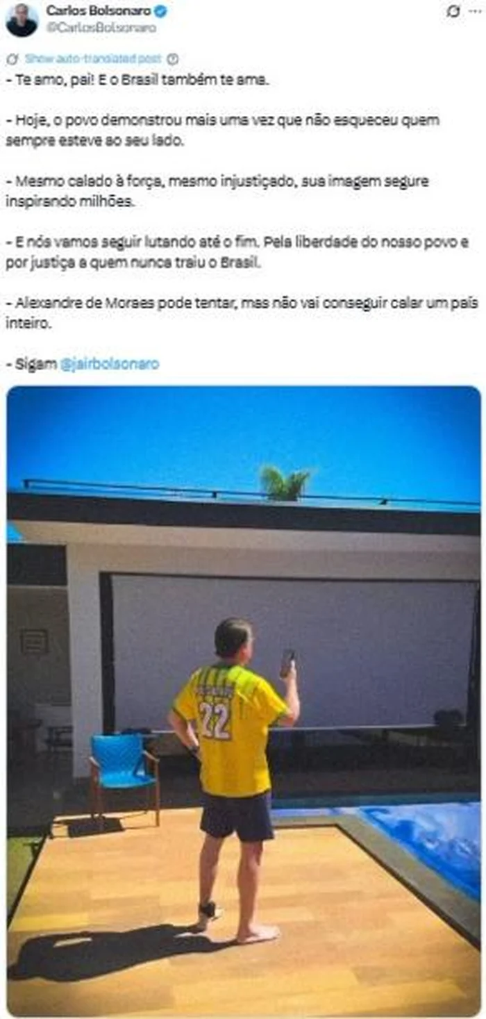 Carlos Bolsonaro @CarlosBolsonaro / X/Reprodução Carlos Bolsonaro @CarlosBolsonaro / X/Reprodução