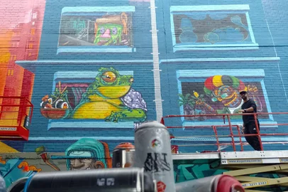 “R”evolução - CTGK Fest, projeto que levou graffiti aos muros da escola Santa Catarina.<!-- NICAID(15211476) -->