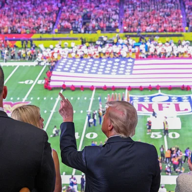 US President Donald Trump and Ivanka Trump (L) watch the pre-game show  before Super Bowl LIX between the Kansas City Chiefs and the Philadelphia Eagles at Caesars Superdome in New Orleans, Louisiana, February 9, 2025. (Photo by ROBERTO SCHMIDT / AFP)<!-- NICAID(15972630) -->