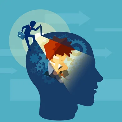 Adult business man opening a human head with a child subconscious mind sitting inside Vector of an business adult man opening a human head with a child subconscious mind sitting inside Fonte: 211806250<!-- NICAID(15497969) -->