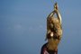 View of a statue of Colombian singer Shakira at the Malecon in Barranquilla, Colombia, on December 26, 2023. Arms interlocked high, belly exposed, and torso folded to one side anticipate Shakira's iconic hip movement, immortalized on Tuesday in a 6.5-meter-high statue in the Colombian port city of Barranquilla, where she grew up. (Photo by AFP) / RESTRICTED TO EDITORIAL USE - MANDATORY MENTION OF THE ARTIST UPON PUBLICATION - TO ILLUSTRATE THE EVENT AS SPECIFIED IN THE CAPTION<!-- NICAID(15634965) -->