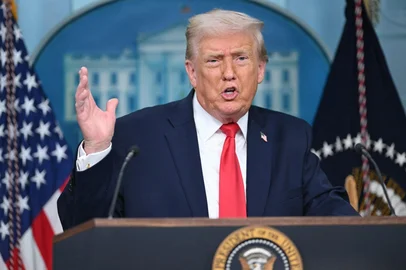 SAUL LOEB / AFP Trump faz balanço do primeiro ano de seu segundo mandato<!-- NICAID(16207676) -->