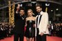 (From L) Canadian singer Abel Makkonen Tesfaye aka The Weeknd, French-US actress Lily-Rose Depp and US director Sam Levinson arrive for the screening of the film "The Idol" during the 76th edition of the Cannes Film Festival in Cannes, southern France, on May 22, 2023. (Photo by Valery HACHE / AFP)Editoria: ACELocal: CannesIndexador: VALERY HACHESecao: cinemaFonte: AFPFotógrafo: STF<!-- NICAID(15435688) -->