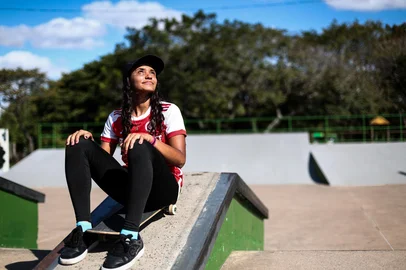 Canoas, RS, BrasilMaria Lúcia conquista o terceiro lugar no pódium da competição de skate STU na modalidade STREET.<!-- NICAID(16004081) -->