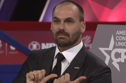 Deputado federal Eduardo Bolsonaro discursou durante Conferência de Ação Política Conservadora em Washington, nos Estados Unidos.<!-- NICAID(14436024) -->