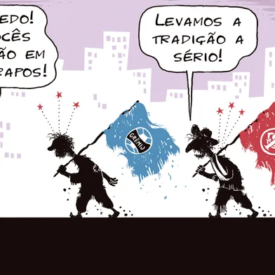 PORTO ALEGRE, 21-09-2026; Charge do Moa. Inter e Grêmio em farrapos. <!-- NICAID(16369950) -->