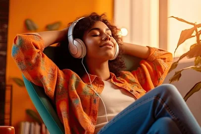 Jovem em fones de ouvido ouvindo música em casa. Foto:  ttonaorh / stock.adobe.comFonte: 613785405<!-- NICAID(15520637) -->