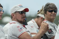 Yachting - America's CupOracle Team USA owner Larry Ellison is seen on day three of the 35th America's Cup on June 24, 2017 in Bermuda. Defenders Oracle Team USA seized a vital victory over the previously perfect Emirates Team New Zealand in the 35th America's Cup on Saturday. (Photo by Chris CAMERON / AFP)Editoria: SPOIndexador: CHRIS CAMERONSecao: sailingFonte: AFPFotógrafo: STR<!-- NICAID(15444912) -->