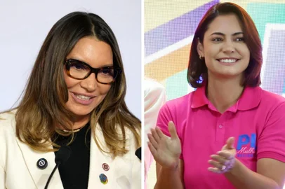Montagem de fotos de Janja da Silva e Michelle Bolsonaro<!-- NICAID(16092191) -->