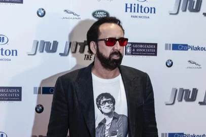 US actor Nicolas Cage attends a press conference about his movie "Jiu Jitsu" in the Cypriot capital Nicosia on June 29, 2019. - The movie is currently being filmed in Cyprus. (Photo by Iakovos Hatzistavrou / AFP)Editoria: ACELocal: NicosiaIndexador: IAKOVOS HATZISTAVROUSecao: cinemaFonte: AFPFotógrafo: STR<!-- NICAID(14985028) -->