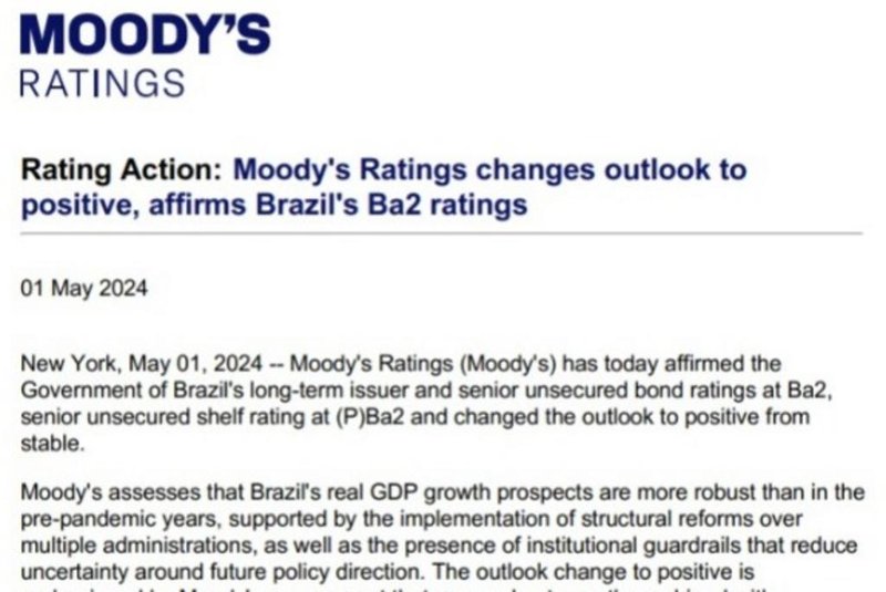 Moody's, agência internacional, melhora avaliação e aproxima Brasil da volta ao "clube dos bons pagadores"<!-- NICAID(15750136) -->