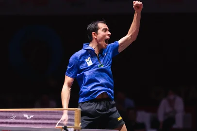 Hugo Calderano avança às quartas de final do copa do mundo de tênis de mesa <!-- NICAID(16043307) -->
