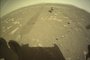 NASA's Ingenuity helicopter touches down on Mars ahead of flightThis NASA photo shows NASAs Ingenuity Mars Helicopter on the ground behind the Perseverance rover.  The image was acquired on April 4, 2021 (Sol 43) at the local mean solar time of 14:13:44. - NASA's Ingenuity mini-helicopter has been dropped on the surface of Mars in preparation for its first flight, the US space agency said. The ultra-light aircraft had been fixed to the belly of the Perseverance rover, which touched down on the Red Planet on February 18. (Photo by Handout / NASA/JPL-CALTECH / AFP) / RESTRICTED TO EDITORIAL USE - MANDATORY CREDIT "AFP PHOTO / NASA/JPL-Caltech/HANDOUT" - NO MARKETING - NO ADVERTISING CAMPAIGNS - DISTRIBUTED AS A SERVICE TO CLIENTSEditoria: SCILocal: WashingtonIndexador: HANDOUTSecao: space programmeFonte: NASA/JPL-CALTECHFotógrafo: Handout<!-- NICAID(14750172) -->