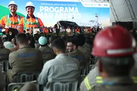 RIO GRANDE, RS, BRASIL, 20-01-2026: Presidente Lula em cerimônia de assinatura para construção de embarcações no polo naval de Rio Grande, entre elas 5 navios gaseiros. Foto Jonathan Heckler/Agência RBS<!-- NICAID(16207760) -->