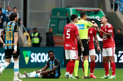 Duda Fortes / Grupo RBS PORTO ALEGRE, RS, BRASIL, 11-10-2026: Grêmio vs Internacional, clássico GreNal nº455, pelo Campeonato Brasileiro Série A 2026. O jogo ocorre na Arena, em Porto Alegre. Foto: Duda Fortes/Grupo RBS<!-- NICAID(16385282) -->