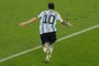 Lionel Messi, da Argentina, faz o primeiro gol contra o México em partida pela Copa do Mundo.<!-- NICAID(15277681) -->
