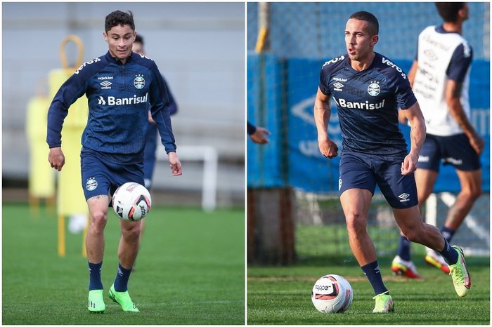 Montagem sobre fotos de Lucas Uebel / Grêmio/Divulgação Montagem sobre fotos de Lucas Uebel / Grêmio/Divulgação