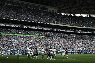 PORTO ALEGRE, RS, BRASIL, 20-09-2026: Grêmio x Palmeiras, partida válida pela 28ª rodada do Brasileirão 2026. O jogo ocorre na Arena, em Porto Alegre. Foto: Renan Mattos/Grupo RBS<!-- NICAID(16369680) -->