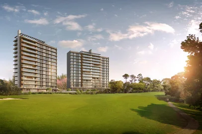 Ainda cercado de certo suspense, como virou regra em projetos muito exclusivos em Porto Alegre, começa a ir além do tapume o Arte Country Club, empreendimento da Melnick com 36 apartamentos de frente para o campo de golfe em zona nobre da Capital. Foto: Melnick/Divulgação <!-- NICAID(14875353) -->