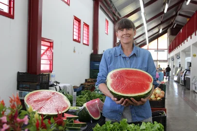 Rebecca Mistura / Agencia RBS Refrescantes e docinhas: melancias em plena safra têm preço bom e alta procura<!-- NICAID(16210136) -->