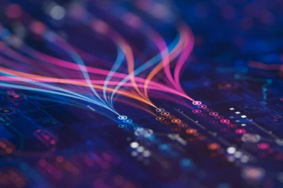 Big data technology Data science analysing artificial intelligence generative AI deep learning machine learning algorithm Neural flow network analytics innovation abstract futuristic. 3d rendering.Fonte: 876125231<!-- NICAID(16044591) -->