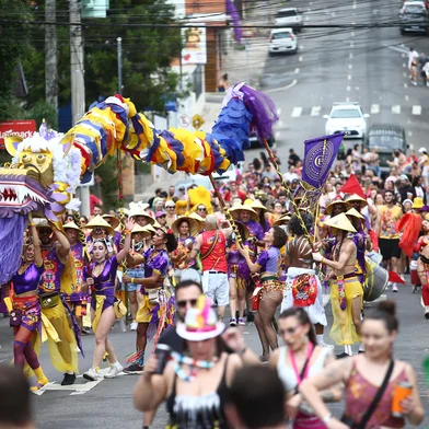 CAXIAS DO SUL, RS, BRASIL, 14/02/2026. Carnaval 2026 - Desfile do Bloco da Ovelha, no birro São Pelegrino, que começou na Rua Tronca, próximo da esquina com a Avenida Rio Branco, seguindo em direção às ruas Augusto Pestana, Coronel Flores, Os 18 do Forte e Feijó Junior. (Porthus Junior/Agência RBS)<!-- NICAID(16225690) -->