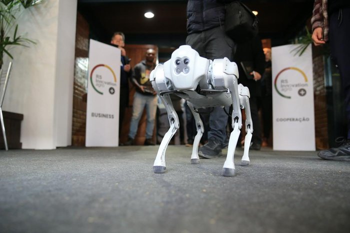 O cão-robô recebeu o apelido de "cusco tech" na Expointer