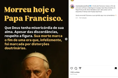 Postagem da vereadora de Porto Alegre Mariana Lescano diz que morte do Papa Francisco é limpeza espiritual<!-- NICAID(16021786) -->