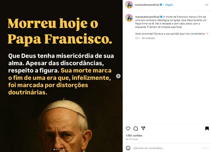Instagram @marianalescanoficial / Reprodução