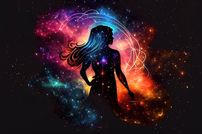 Virgo zodiac sign against space nebula background. Astrology calendar. Esoteric horoscope and fortune telling concept. Created with Generative AIVirgo zodiac sign against space nebula background. Astrology calendar. Esoteric horoscope and fortune telling concept. Generative AIFonte: 565960407<!-- NICAID(15505435) -->