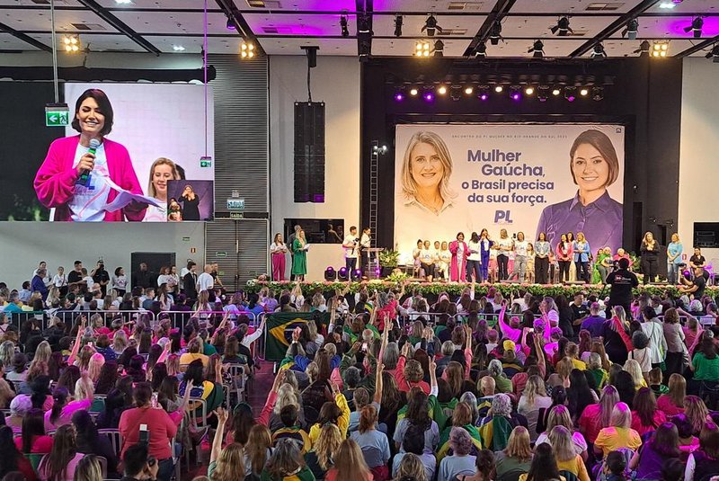 Encontro do PL Mulher, na Casa NTX, em Porto Alegre, com Michelle Bolsonaro e Jair Bolsonaro<!-- NICAID(15601478) -->