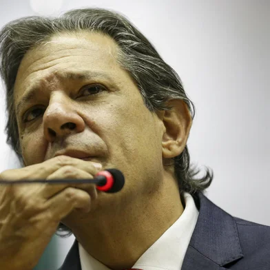 O ministro da Fazenda, Fernando Haddad, concede entrevista coletiva à imprensa, em Brasília.<!-- NICAID(15639251) -->
