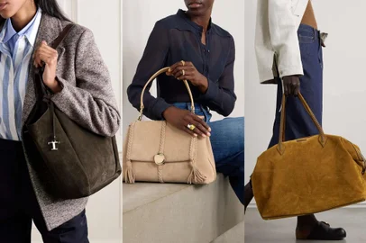 Coluna Roberta Weber sobre bolsa de camurça<!-- NICAID(15853437) -->