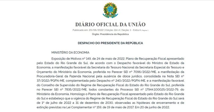 Diário Oficial da União / Reprodução