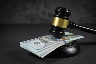 Law and justice concept. Judge hammer with the dollar placed - concept of judgment and justice. About fraud tax finesConceito de lei e justiça, corrupção -  Foto: eliosdnepr/stock.adobe.comFonte: 1092636947<!-- NICAID(15940108) -->