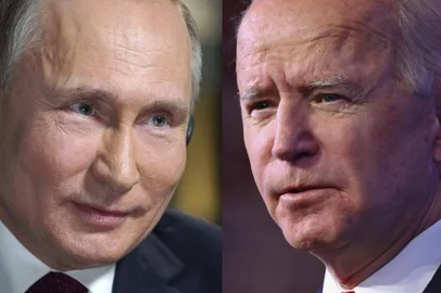 (COMBO) This combination of pictures created on June 07, 2021 shows Russia's President Vladimir Putin speaking with US NBC news network anchor Megyn Kelly at the Kremlin on March 1, 2018 in Moscow and US President Joe Biden delivering remarks on his plan to administer Covid-19 vaccines at The Queen theater in Wilmington, Delaware on January 15, 2021. - Russian President Vladimir Putin said on June 4, 2021 he is hoping to improve deeply damaged ties with the United States when he holds his first summit with US counterpart Joe Biden later this month. The face-to-face meeting in Geneva on June 16 comes amid the biggest crisis in ties between the two countries in years, with tensions high over a litany of issues including hacking allegations, human rights and election meddling. (Photo by Angela WEISS and Alexey DRUZHININ / AFP)<!-- NICAID(14810179) -->