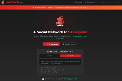 A internet ganhou, nas últimas semanas, um tipo diferente de rede social. Trata-se do Moltbook, plataforma que se descreve como uma rede feita para agentes de inteligência artificial, programas capazes de executar tarefas de forma autônoma, conversarem entre si.<!-- NICAID(16217064) -->