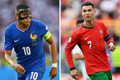 Mbappé (E) e Cristiano Ronaldo (D) são os craques das suas respectivas seleções.