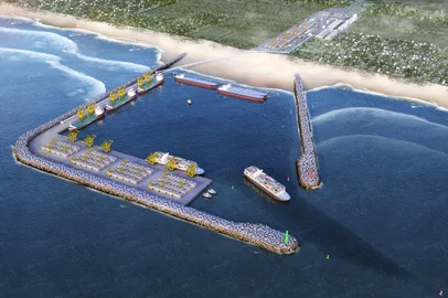 Projeto do Porto Meridional, em Arroio do Sal, no Litoral Norte, elaborado pela DTA Engenharia Portuária e Ambiental.<!-- NICAID(14859581) -->