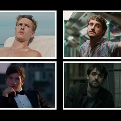Montagem de Harris Dickinson Paul Mescal , Paul McCartney, Barry Keoghan e Charlie Rowe, George Harrison<!-- NICAID(15781684) -->