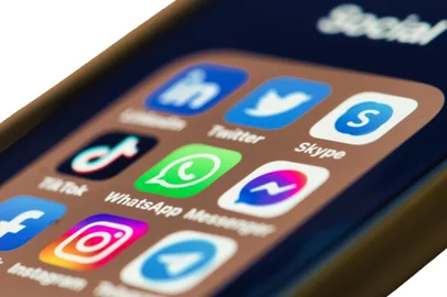 Close-up of smartphone with social network icole michelangeloop<!-- NICAID(15881097) -->