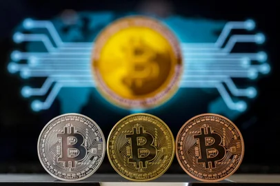 A picture taken on February 6, 2018 shows a visual representation of the digital crypto-currency Bitcoin, at the "Bitcoin Change" shop in the Israeli city of Tel Aviv. / AFP PHOTO / JACK GUEZEditoria: FINLocal: Tel AvivIndexador: JACK GUEZSecao: finance (general)Fonte: AFPFotógrafo: STF<!-- NICAID(13476077) -->