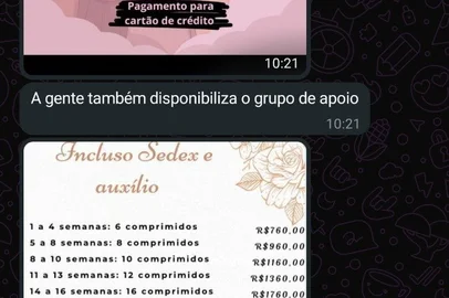 Quadrilha trabalha com tabela de preços, com oferta de serviço que varia conforme o tempo de gravidez