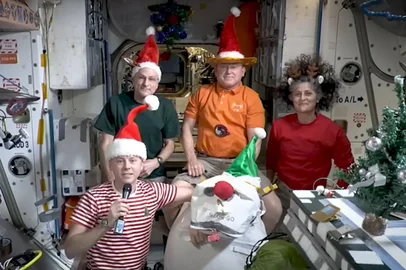 Aboard the International Space Station, NASA astronauts Suni Williams, Nick Hague, Butch Wilmore, and Don Pettit wish a merry Christmas and a happy holiday season to Earth in a message recorded on Dec. 23, 2024.The four astronauts are in the middle of a long-duration mission living and working aboard the microgravity laboratory. The goal of their mission is to advance scientific knowledge and demonstrate new technologies for future human and robotic exploration missions as part of NASA’s Moon and Mars exploration approach, including lunar missions through NASA’s Artemis program. <!-- NICAID(15942479) -->