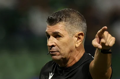 Campeonato Brasileiro: Palmeiras x Grêmio (08/11/2024)O árbitro Marcelo de Lima Henrique, do jogo entre as equipes da SE Palmeiras e Grêmio FBPA, durante partida válida pela trigésima terceira rodada, do Campeonato Brasileiro, Série A, na arena Allianz Parque. (Foto: Cesar Greco/Palmeiras/by Canon)<!-- NICAID(15995786) -->