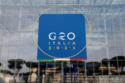 Uma visão geral do local da Cúpula do G20 em Roma em 31 de outubro de 2021. (Foto de Ludovic MARIN / AFP)<!-- NICAID(14929281) -->