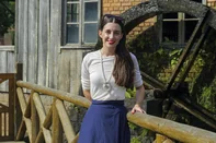 Giulia Nardini, influenciadora italiana no Caminhos de pedra em Bento Gonçalves.<!-- NICAID(16244683) -->